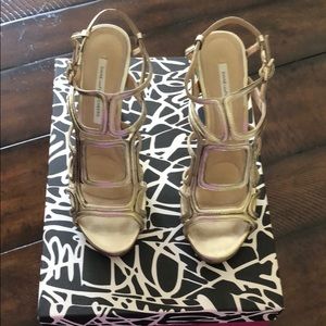 DVF gold Jeanette cutout sandals